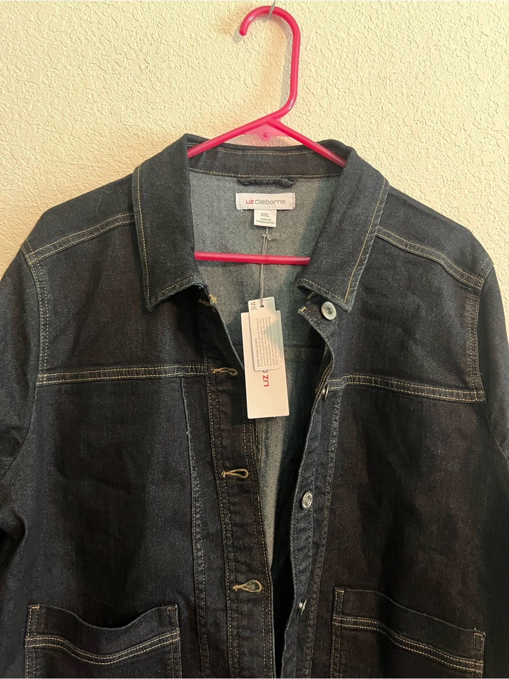 NWT Liz Claiborne Black Denim Jacket with Patch Pockets XXL - Picture 5 of 10